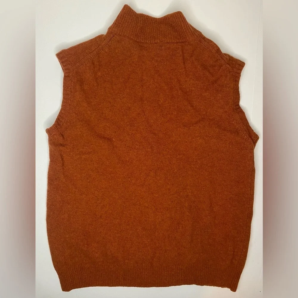 Toscano Blue Lambswool Men's Zip-Up Orange Sweater Vest Sz Med